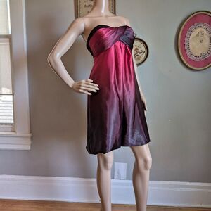 NWT Vintage Y2K Jump Mini Dress Red Satin Strapless Party Ombre Size 3
